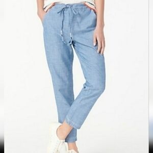 J. Crew Cotton Pull On Chambray Cropped Pants Size 10